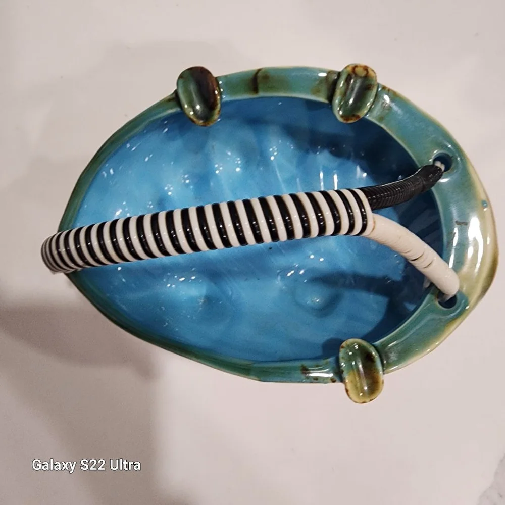 Vintage JAPAN Ashtray Basket, Glazed Ceremic